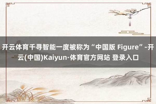 开云体育千寻智能一度被称为“中国版 Figure”-开云(中国)Kaiyun·体育官方网站 登录入口